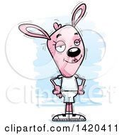 Clipart Of A Cartoon Doodled Confident Pink Female Rabbit Royalty Free Vector Illustration