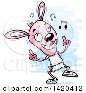 Poster, Art Print Of Cartoon Doodled Pink Female Rabbit Dancing To Music