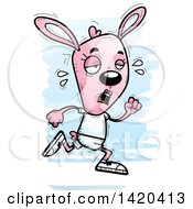 Clipart Of A Cartoon Doodled Exhausted Pink Female Rabbit Running Royalty Free Vector Illustration