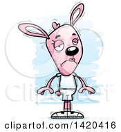 Clipart Of A Cartoon Doodled Pink Female Rabbit Pouting Royalty Free Vector Illustration