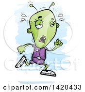 Poster, Art Print Of Cartoon Doodled Exhausted Female Alien Running