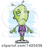 Cartoon Doodled Sad Female Alien