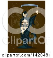 Poster, Art Print Of Skeletal Grim Reaper On Brown