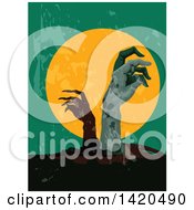 Clipart Of A Full Moon And Rising Zombies Royalty Free Vector Illustration