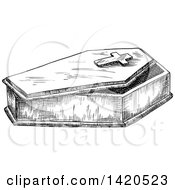 Poster, Art Print Of Sketched Black And White Coffin