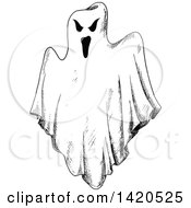 Poster, Art Print Of Sketched Black And White Ghost