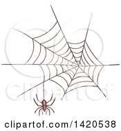 Poster, Art Print Of Sketched And Color Filled Spider And Web