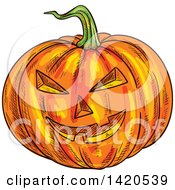 Poster, Art Print Of Sketched Halloween Jackolantern Pumpkin