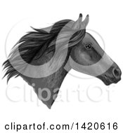 Poster, Art Print Of Sketched And Color Filled Black Horse Head