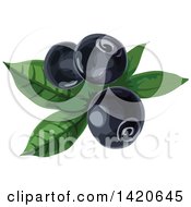Clipart Of Billberries And Leaves Royalty Free Vector Illustration