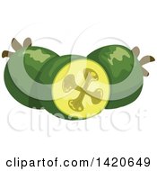 Clipart Of Feijoa Pineapple Guavas Royalty Free Vector Illustration