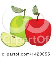 Clipart Of Red And Green Apples Royalty Free Vector Illustration