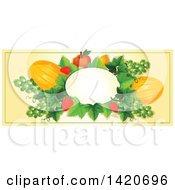 Clipart Of A Blank Oval Banner Framed With BLANK On Beige Royalty Free Vector Illustration