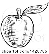 Poster, Art Print Of Black And White Sketched Apple