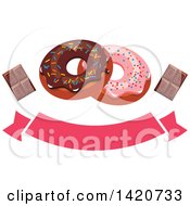 Poster, Art Print Of Blank Banner With Donuts And Chocolate Bars