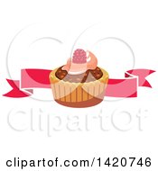 Poster, Art Print Of Tart Or Cupcake Over A Banner