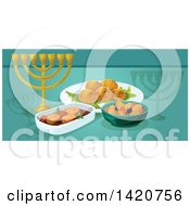 Poster, Art Print Of Jewish Food Menu Header Or Border