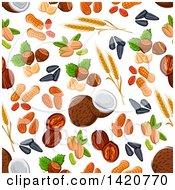 Seamless Pattern Background Of Seeds And Nuts