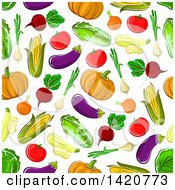 Clipart Of A Seamless Pattern Background Of Vegetables Royalty Free Vector Illustration by Vector Tradition SM