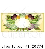 Poster, Art Print Of Blank Oval Banner Framed With Lemons And Greens On Beige