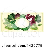 Poster, Art Print Of Blank Oval Banner Framed With Greens On Beige