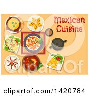 Clipart Of A Table Set With Mexican Cuisine Royalty Free Vector Illustration