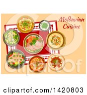 Clipart Of A Table Set With Moldavian Cuisine Royalty Free Vector Illustration