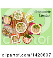 Clipart Of A Table Set With Vietnamese Cuisine Royalty Free Vector Illustration