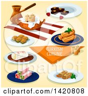 Clipart Of Turkish Cuisine Royalty Free Vector Illustration
