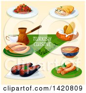 Clipart Of Turkish Cuisine Royalty Free Vector Illustration