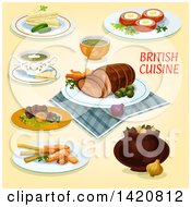 Clipart Of British Cuisine Royalty Free Vector Illustration