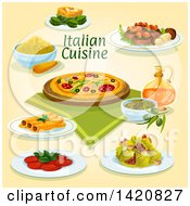 Clipart Of Italian Cuisine Royalty Free Vector Illustration