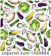 Poster, Art Print Of Seamless Pattern Background Of Vegetables