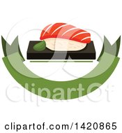 Poster, Art Print Of Sushi Over A Green Banner