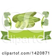 Clipart Of A Green Banner With Leaves And Zucchini Royalty Free Vector Illustration