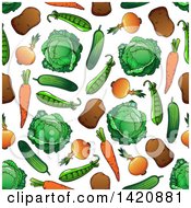 Clipart Of A Seamless Pattern Background Of Vegetables Royalty Free Vector Illustration