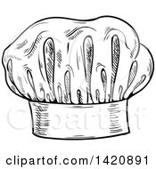 Clipart Of A Black And White Sketched Chef Toque Hat Royalty Free Vector Illustration
