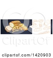 Poster, Art Print Of Website Header Banner Of Sketched Breads And Baked Goods