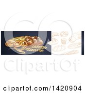Clipart Of A Website Header Banner Of Sketched Breads And Baked Goods Royalty Free Vector Illustration by Vector Tradition SM