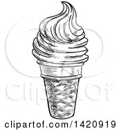 Poster, Art Print Of Black And White Sketched Ice Cream Cone