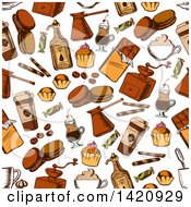 Clipart Of A Seamless Pattern Background Of Baked Sweets Royalty Free Vector Illustration