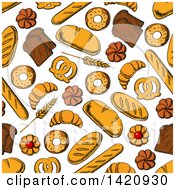 Clipart Of A Seamless Pattern Background Of Baked Goods Royalty Free Vector Illustration
