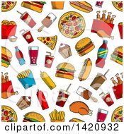 Clipart Of A Seamless Pattern Background Of Fast Food Royalty Free Vector Illustration