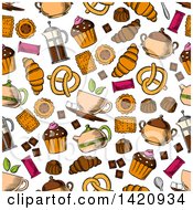 Poster, Art Print Of Seamless Pattern Background Of Baked Sweets