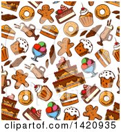 Clipart Of A Seamless Pattern Background Of Baked Sweets Royalty Free Vector Illustration
