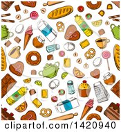 Poster, Art Print Of Seamless Pattern Background Of Food