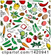 Clipart Of A Seamless Pattern Background Of Vegetables Royalty Free Vector Illustration