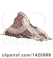 Clipart Of A Switzerland Landmark Matterhorn Royalty Free Vector Illustration