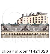 Clipart Of A Austria Landmark Ambras Castle Royalty Free Vector Illustration