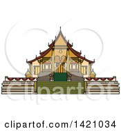 Clipart Of A Laos Landmark Wat Xieng Thong Royalty Free Vector Illustration